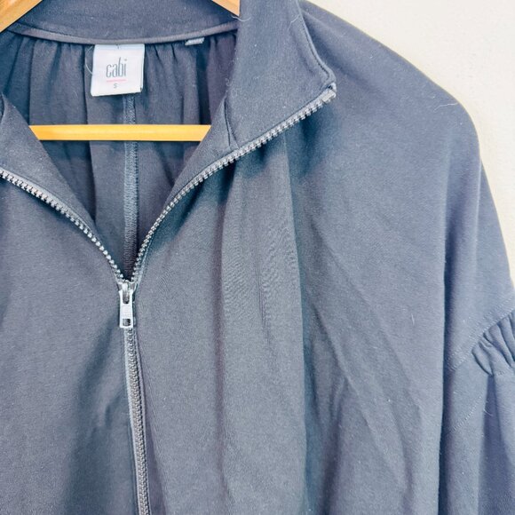 Cabi Chance Bomber Jacket Small black full zip athleisure ruched sleeve  #3731 - Picture 3 of 6